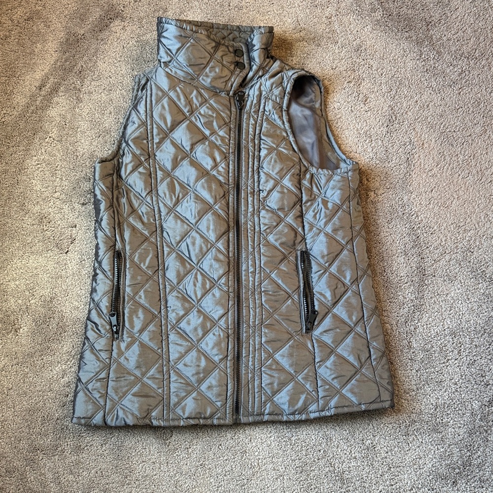 Marc New York Andrew Marc Gray Quilted Zip Vest Size S Women's Mock Neck